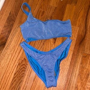 Triangl Swimwear cheeky Blue Bikini size small and small++ top